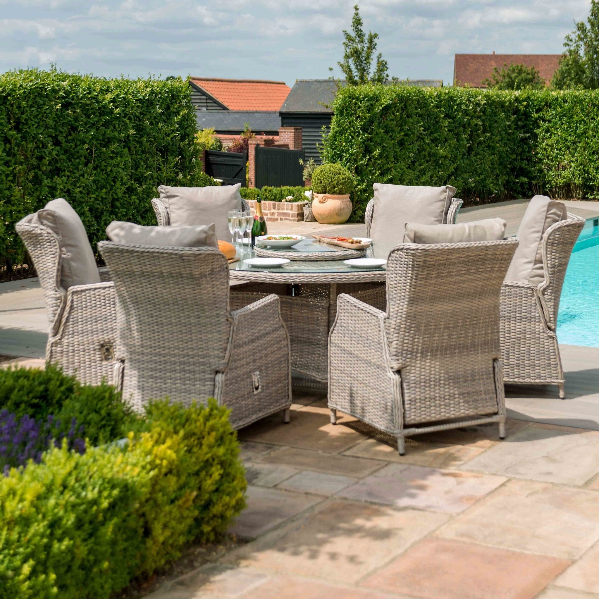 Maze Rattan LA 6 Seat Reclining Corner Dining Set