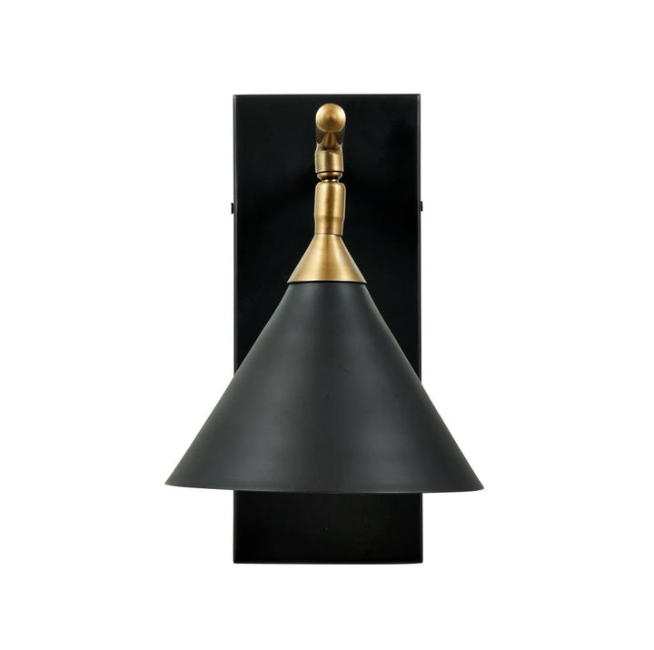 Zeta Matt Black and Antique Brass Wall Light