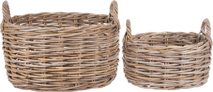 S/2 Grey Kubu Oval Baskets