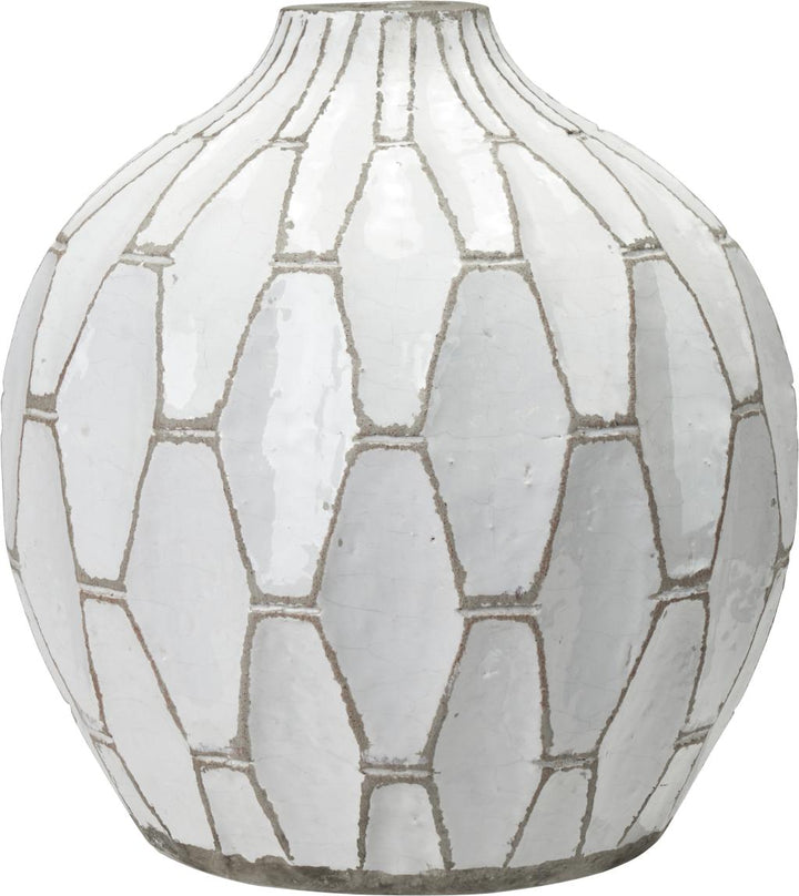 Gaudi White Stoneware Geometric Design Vase