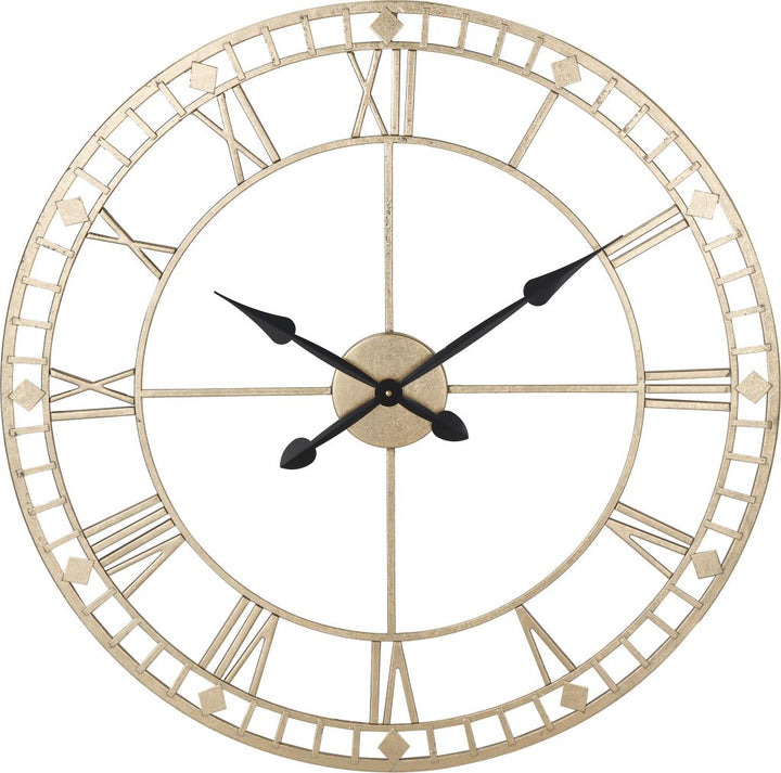 Antique Gold Metal Round Wall Clock Large