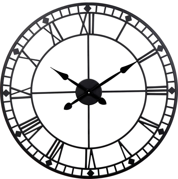 Black Metal Round Wall Clock Large