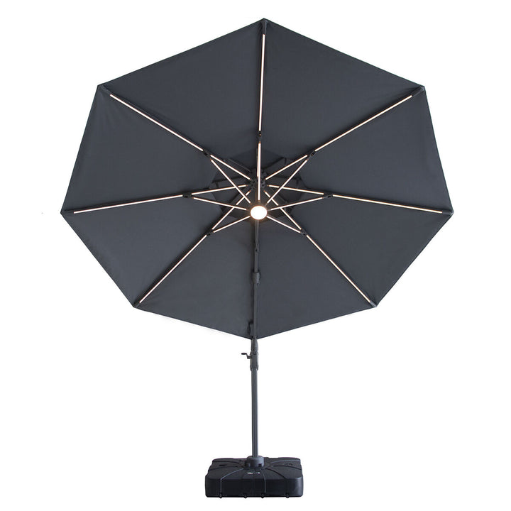 Apollo LED 3m Round Rotating Cantilever Parasol - With Base