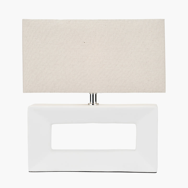 Block White Ceramic Rectangular Table Lamp