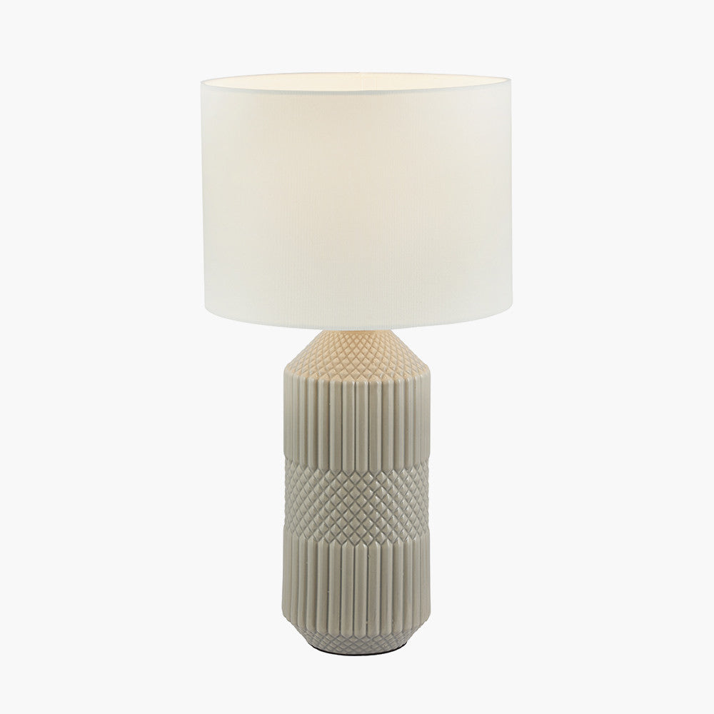 Meribel Grey Geo Textured Tall Ceramic Table Lamp
