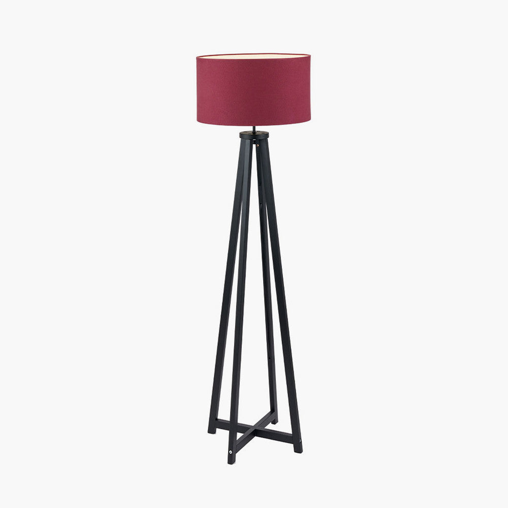 Whitby Matt Black Wood Tapered 4 Post Floor Lamp Base