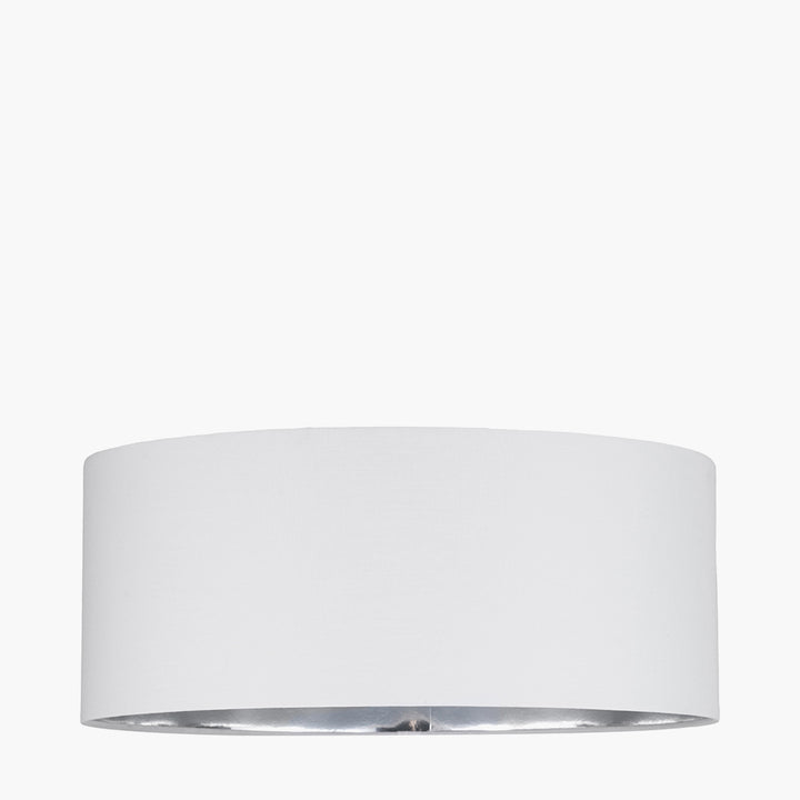 Elin 55cm Ivory Poly Cotton and Silver Lining Cylinder Shade