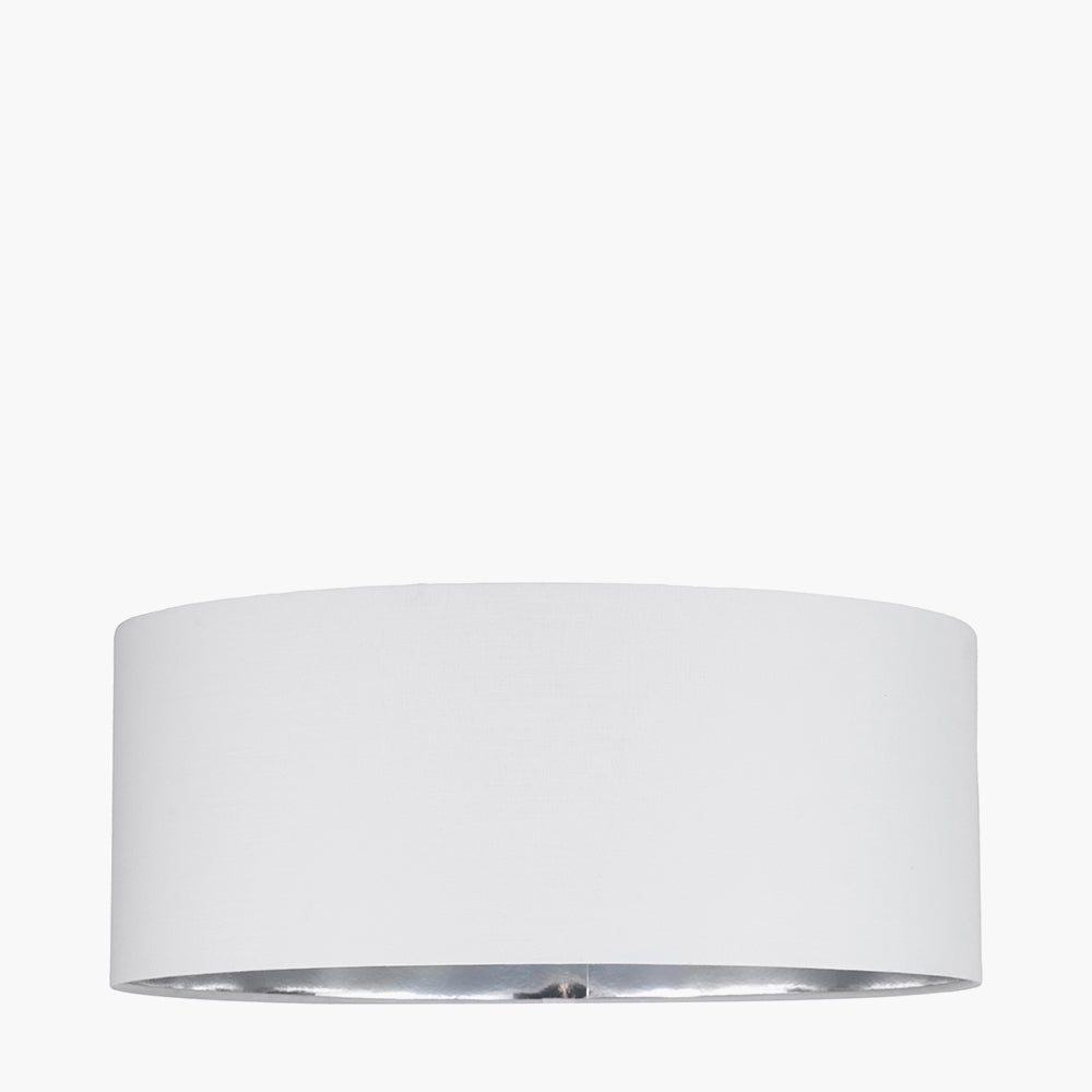 Elin 55cm Ivory Poly Cotton and Silver Lining Cylinder Shade