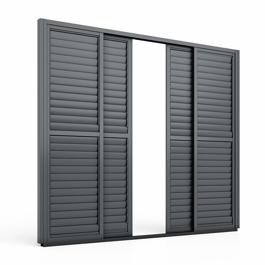 Maze - Eden Pergola Sliding Grey Louvre Panel Door within 3m - Grey