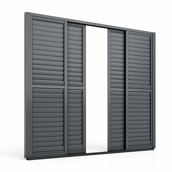 Maze - Eden Pergola Sliding Grey Louvre Panel Door within 3m - Grey