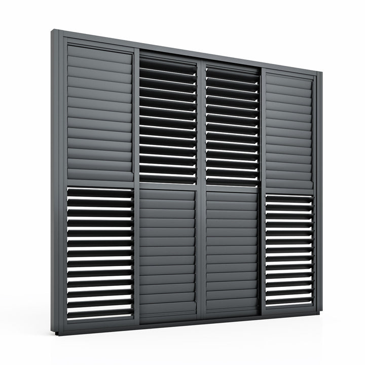 Maze - Eden Pergola Sliding Grey Louvre Panel Door within 3m - Grey