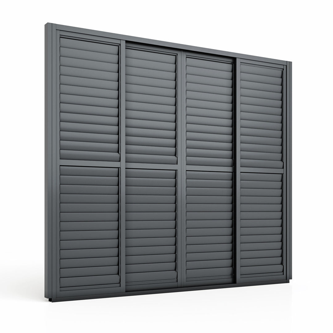 Maze - Eden Pergola Sliding Grey Louvre Panel Door within 3m - Grey