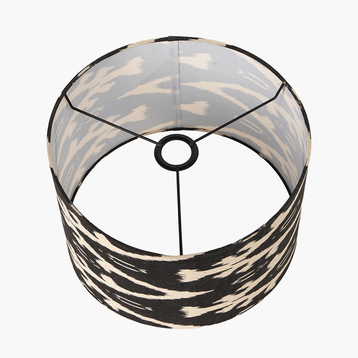 Lars 40cm Black Ikat Patterned Cylinder Shade