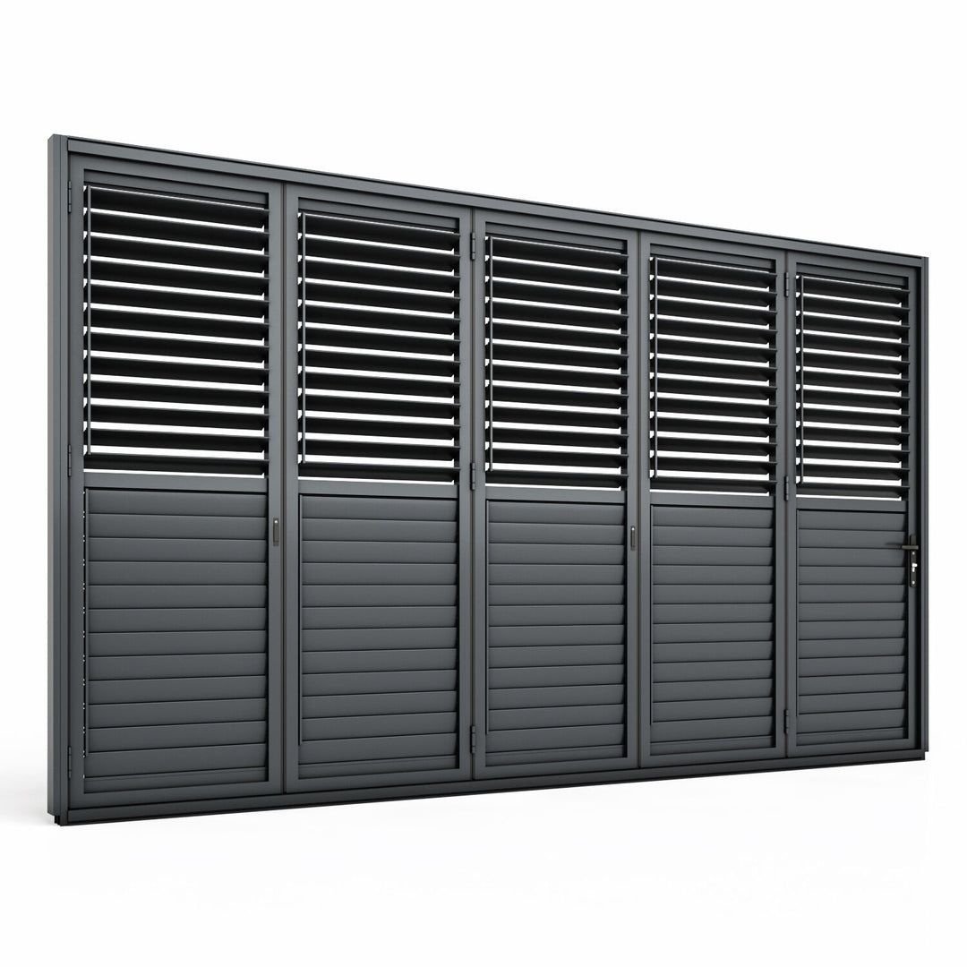 Maze - Eden Pergola Bi Folding Louvre Door fits within 4m - Grey