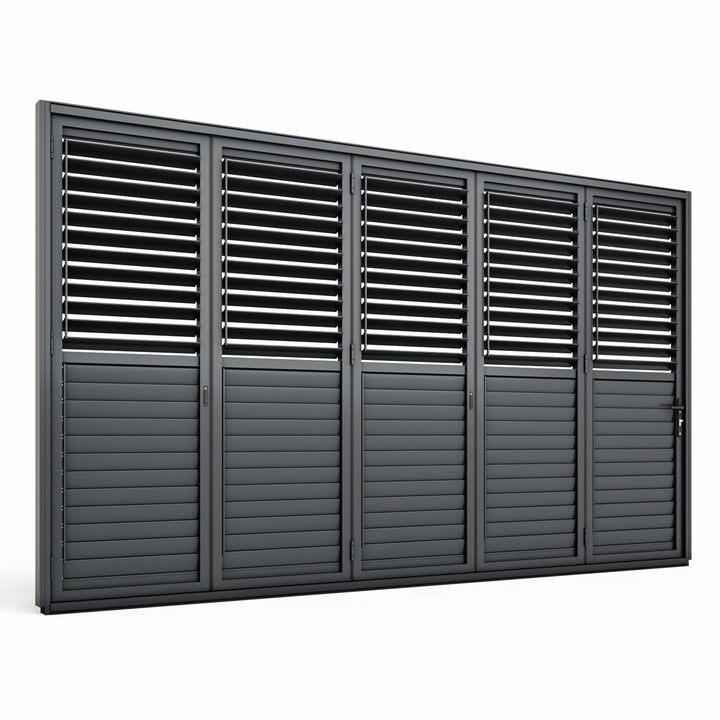 Maze - Eden Pergola Bi Folding Louvre Door fits within 4m - Grey