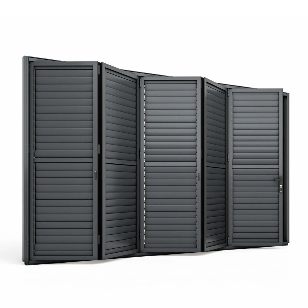 Maze - Eden Pergola Bi Folding Louvre Door fits within 4m - Grey