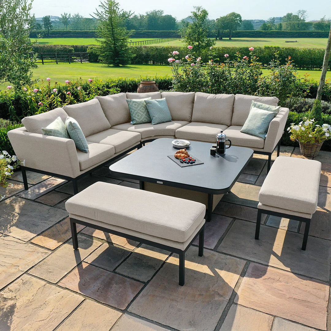 Pulse Deluxe Square Corner Dining Set with Rising Table