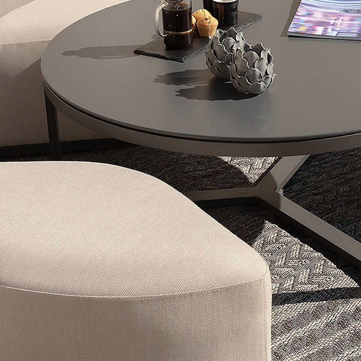 Maze -  Outdoor Fabric Ethos Grande Corner Sofa Set with Round Coffee Table & 3 Footstools