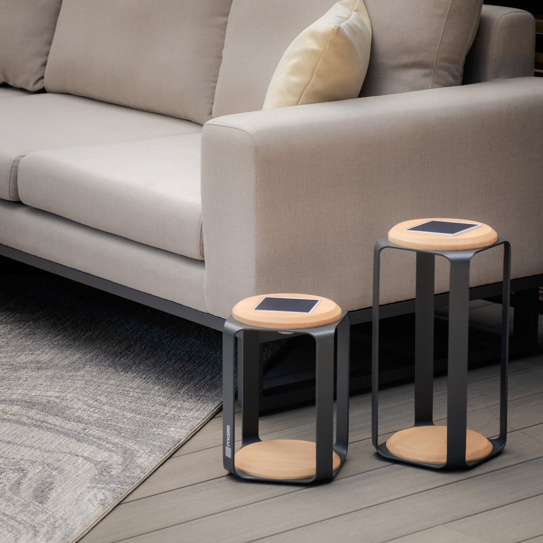 Maze -  Outdoor Fabric Ethos Grande Corner Sofa Set with Round Coffee Table & 3 Footstools