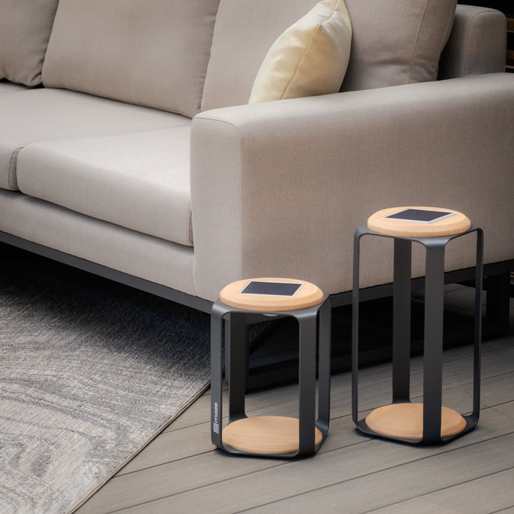 Maze -  Outdoor Fabric Ethos Grande Corner Sofa Set with Round Coffee Table & 3 Footstools