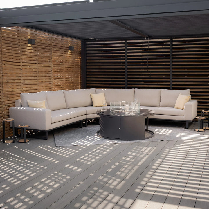 Maze -  Outdoor Fabric Ethos Grande Corner Sofa Set with Round Fire Pit Table
