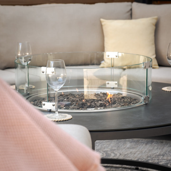 Maze -  Outdoor Fabric Ethos Grande Corner Sofa Set with Round Fire Pit Table