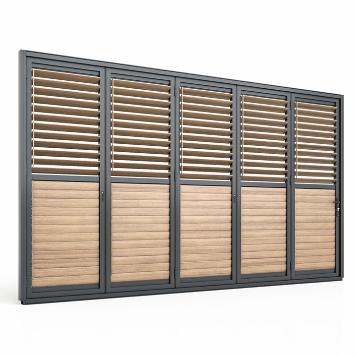 Maze - Eden Pergola Bi Folding Louvre Door fits within 4m - Grey