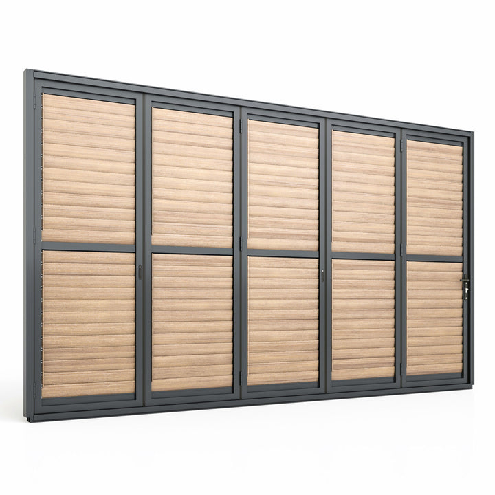 Maze - Eden Pergola Bi Folding Louvre Door fits within 4m - Grey