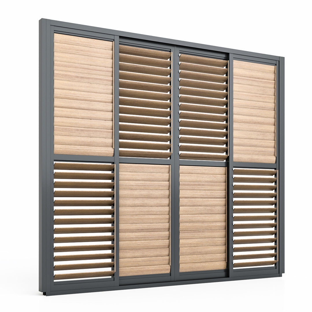 Maze - Eden Pergola Sliding Grey Louvre Panel Door within 3m - Grey