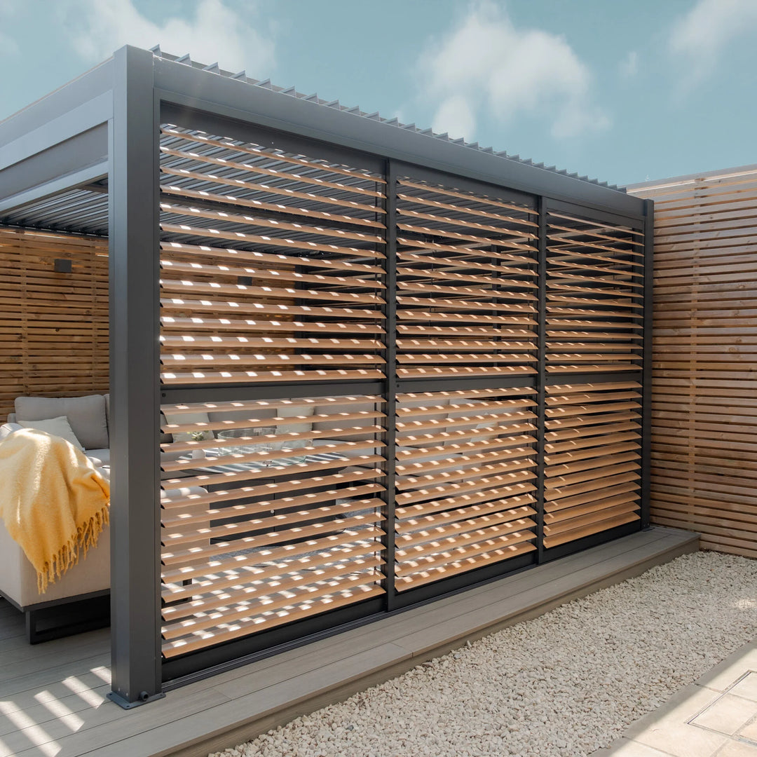 Maze - Como Pergola Sliding Louvre Doors 4m Side