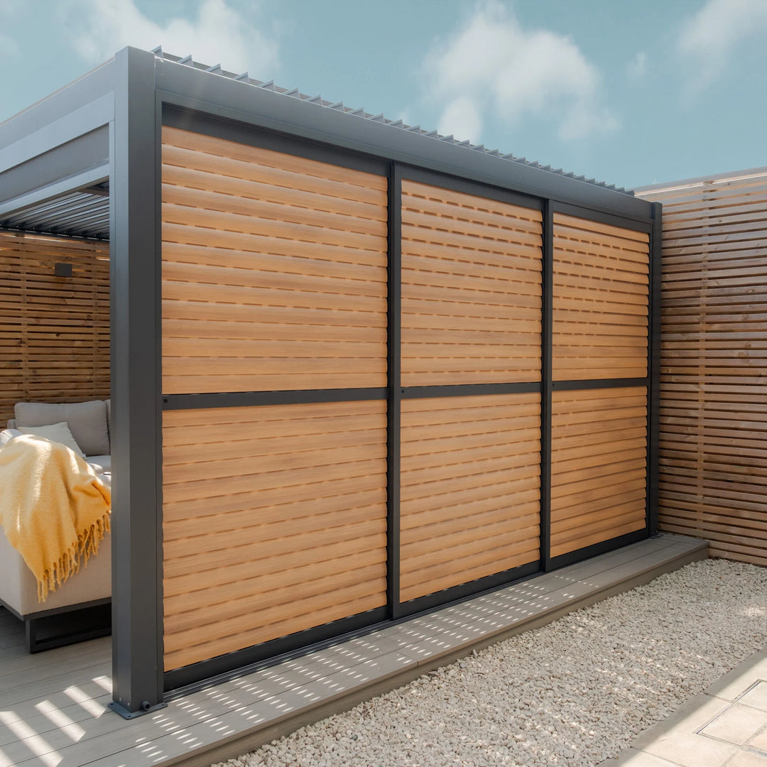 Maze - Como Pergola Sliding Louvre Doors 4m Side