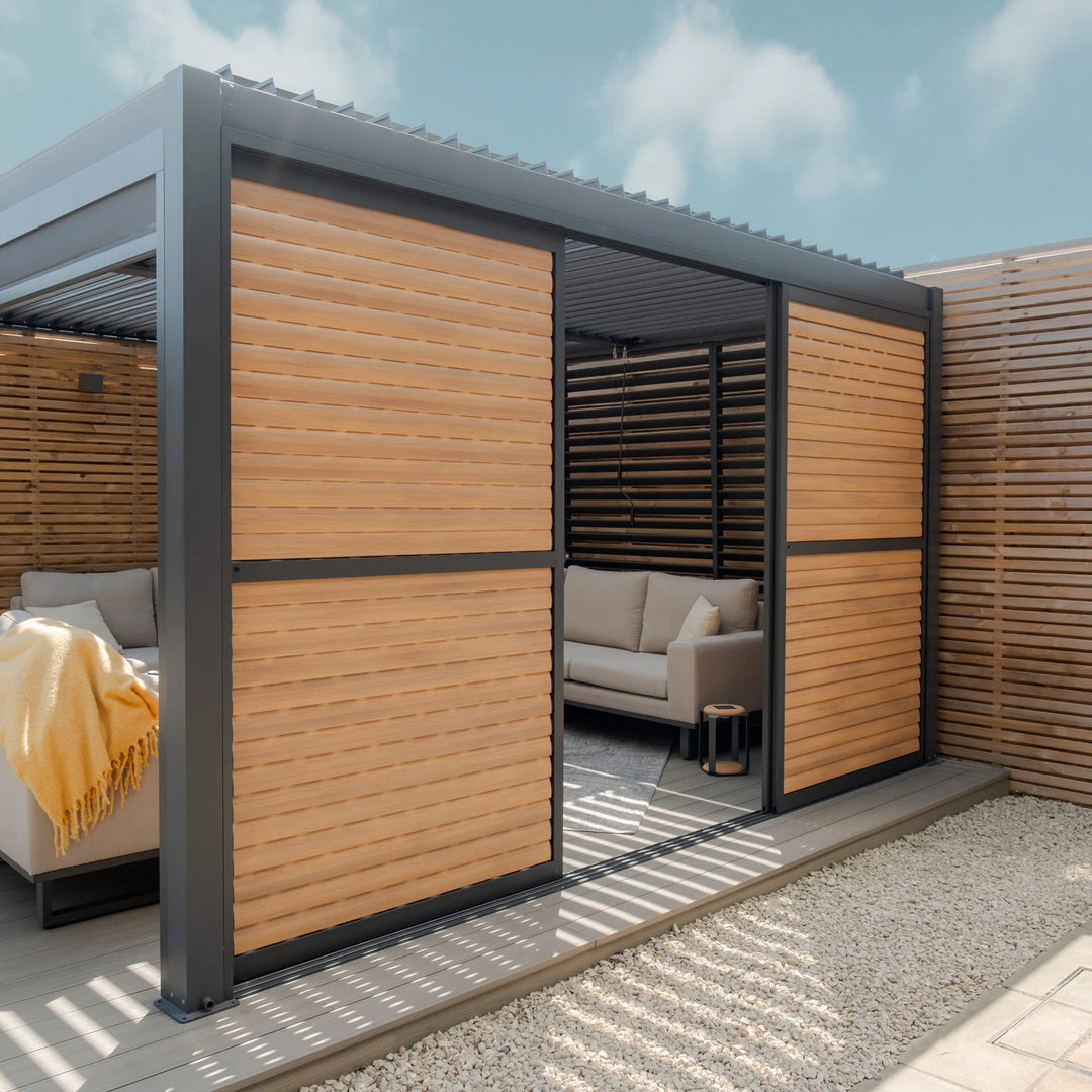 Maze - Como Pergola Sliding Louvre Doors 4m Side