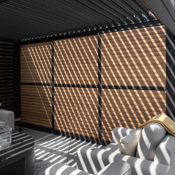 Maze - Como Pergola Sliding Louvre Doors 4m Side