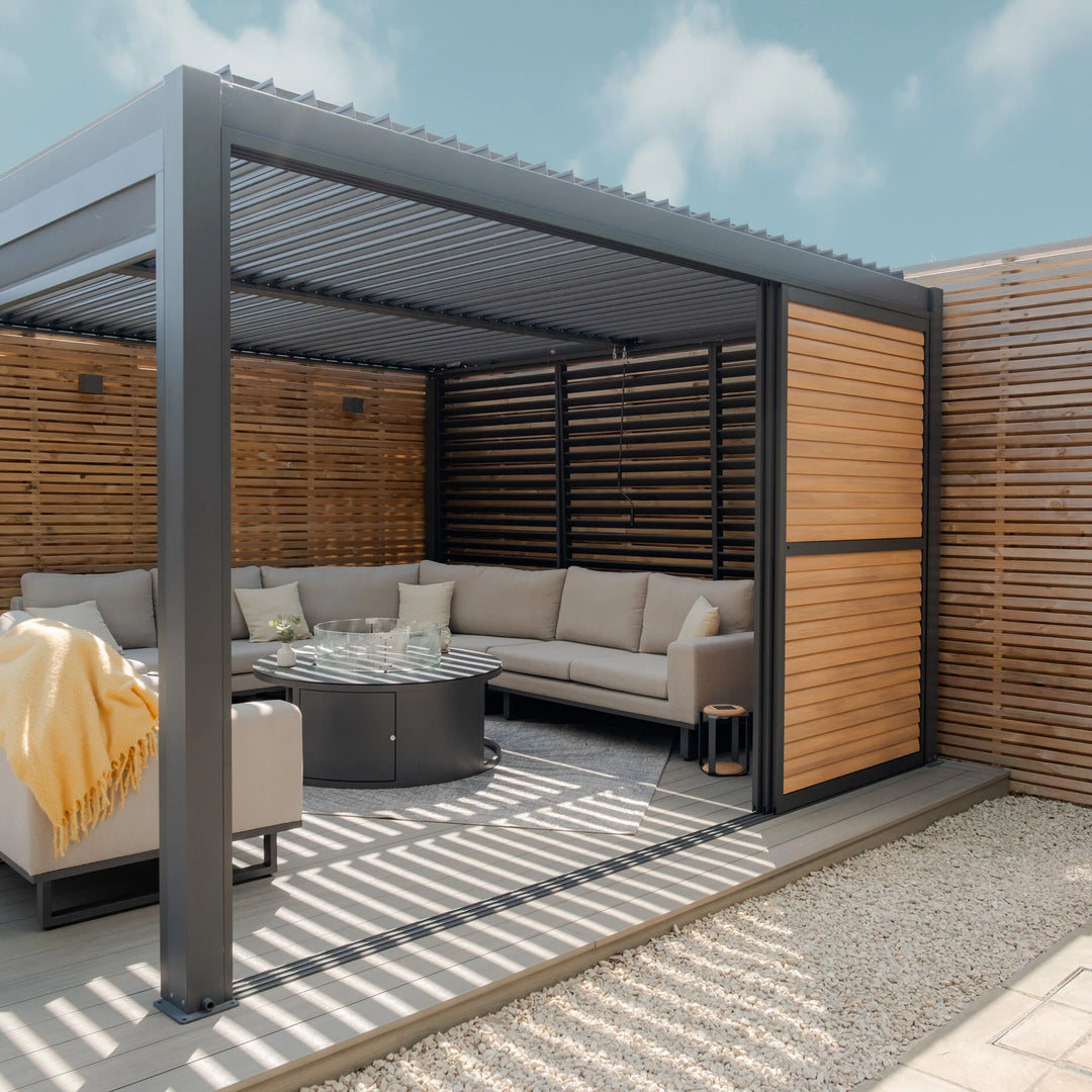 Maze - Como Pergola Sliding Louvre Doors 4m Side