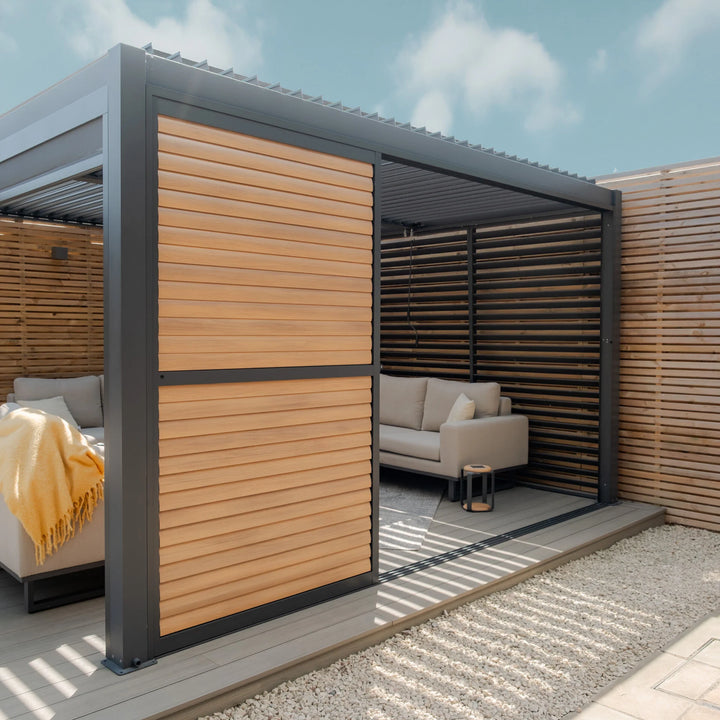 Maze - Como Pergola Sliding Louvre Doors 4m Side