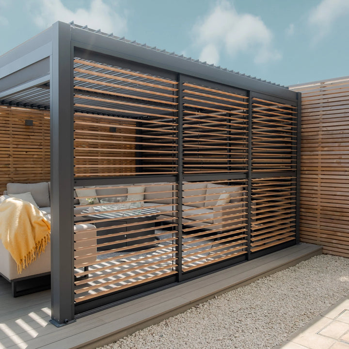 Maze - Como Pergola Sliding Louvre Doors 4m Side