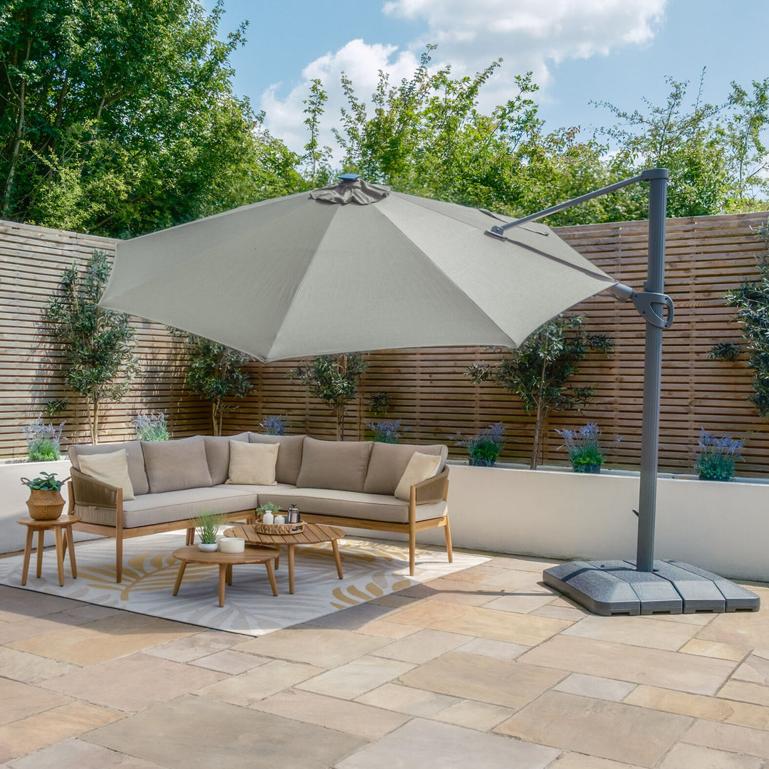 Aramis LED 3.5m Round Rotating Cantilever Parasol - With Base