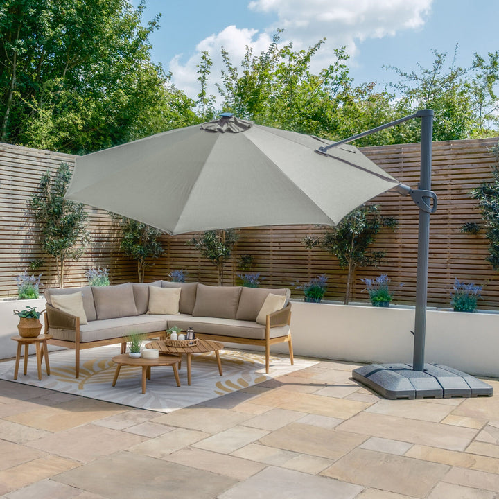 Aramis LED 3.5m Round Rotating Cantilever Parasol - With Base