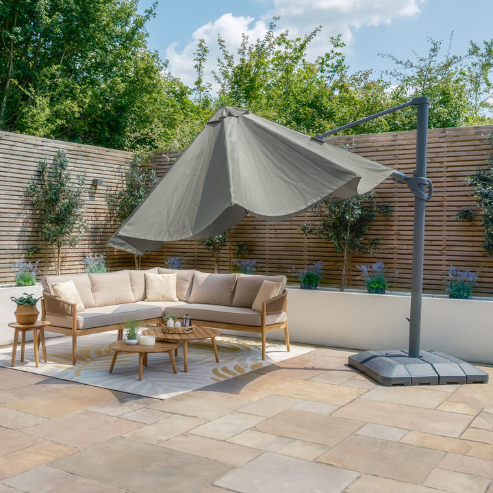 Aramis LED 3.5m Round Rotating Cantilever Parasol - With Base