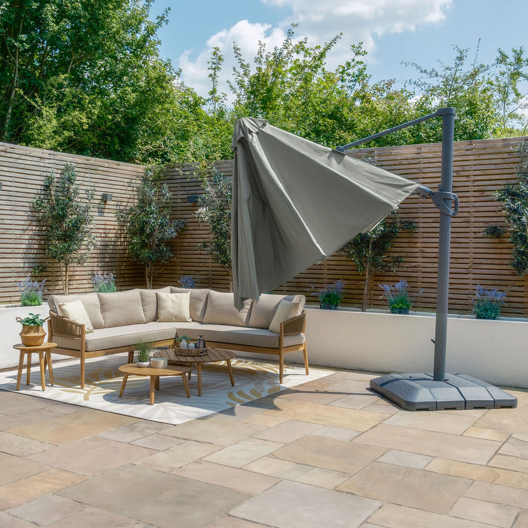 Aramis LED 3.5m Round Rotating Cantilever Parasol - With Base