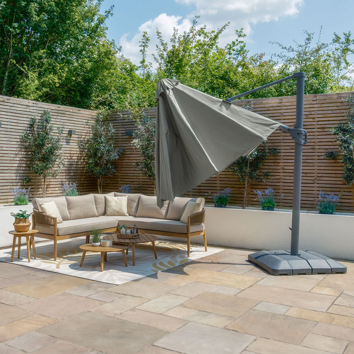 Aramis LED 3.5m Round Rotating Cantilever Parasol - With Base