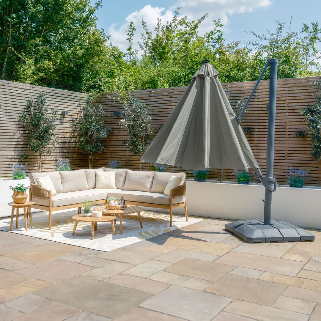Aramis LED 3.5m Round Rotating Cantilever Parasol - With Base