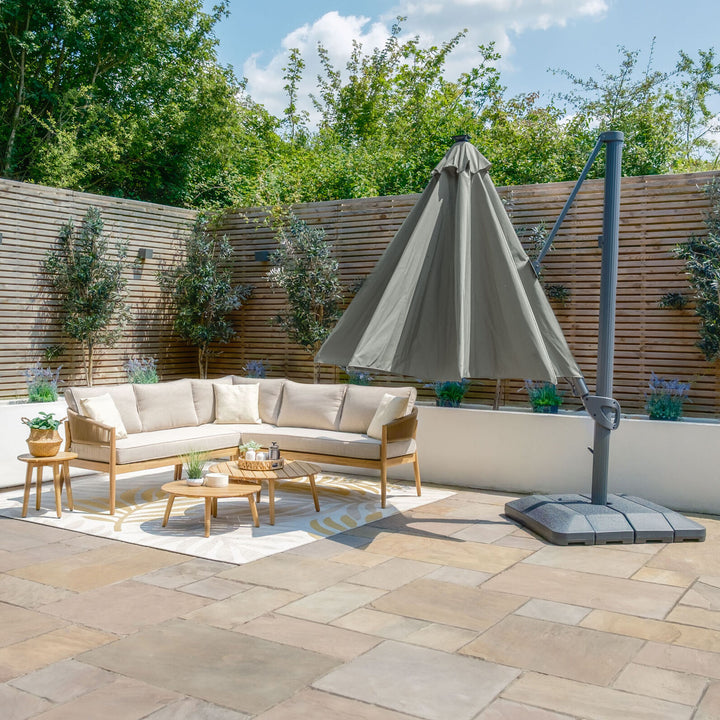 Aramis LED 3.5m Round Rotating Cantilever Parasol - With Base