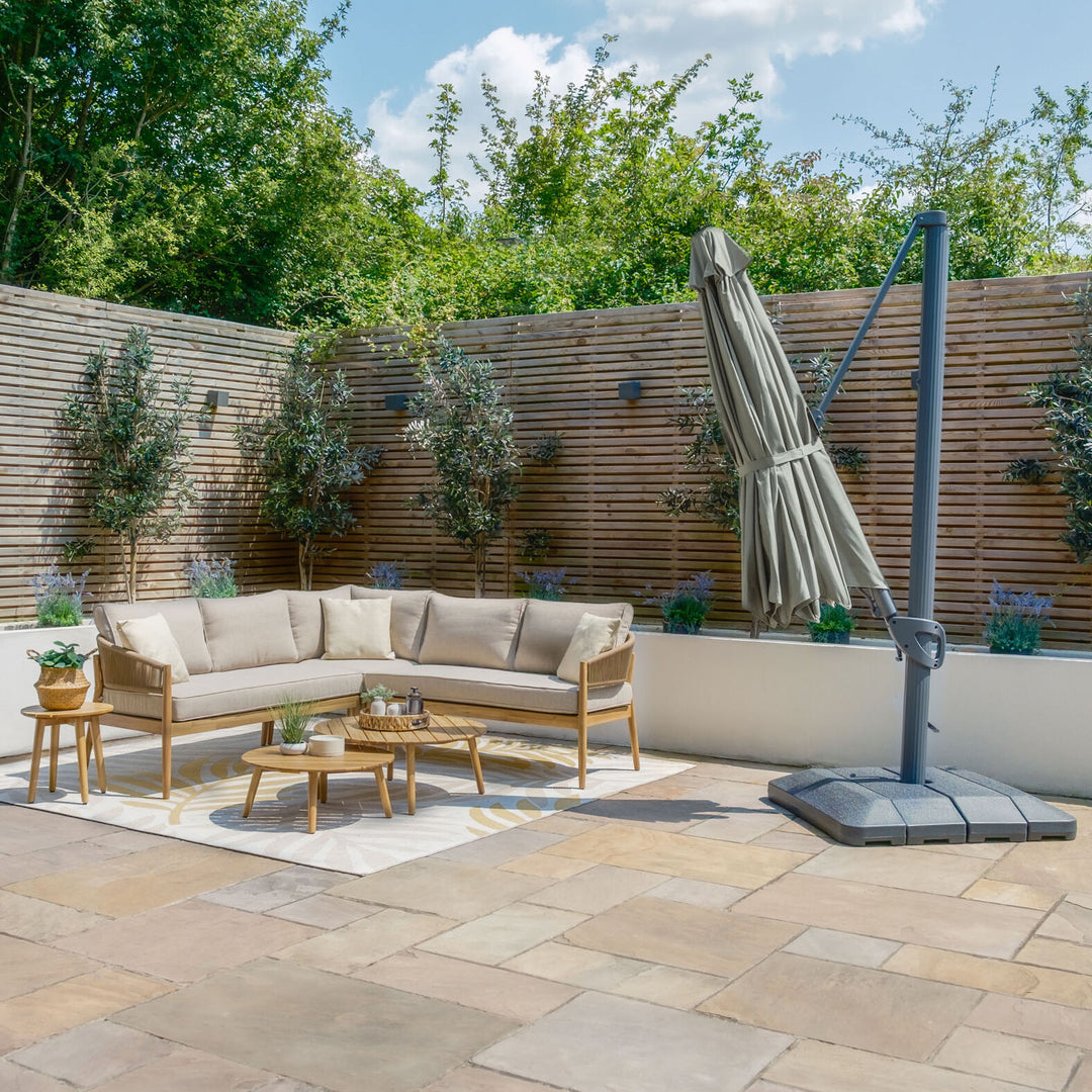 Aramis LED 3.5m Round Rotating Cantilever Parasol - With Base