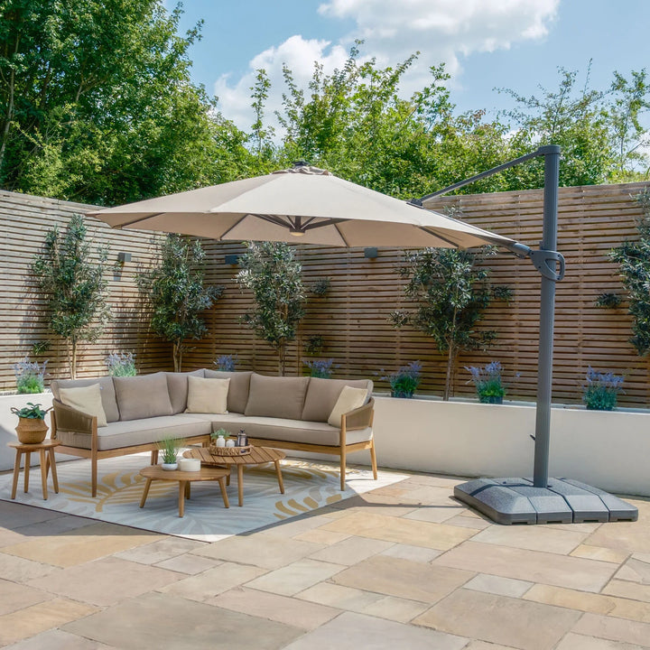Aramis LED 3.5m Round Rotating Cantilever Parasol - With Base