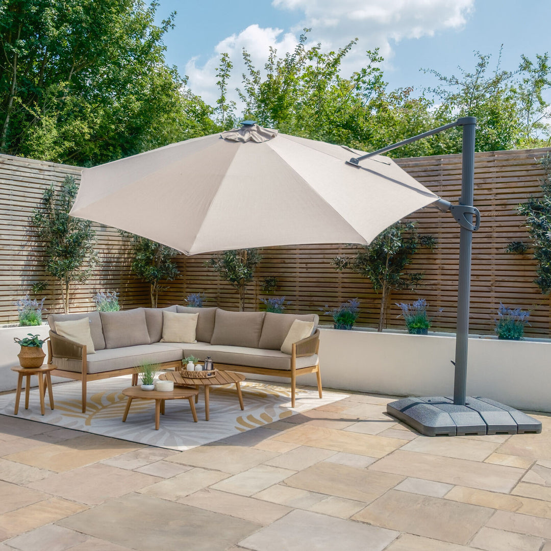 Aramis LED 3.5m Round Rotating Cantilever Parasol - With Base