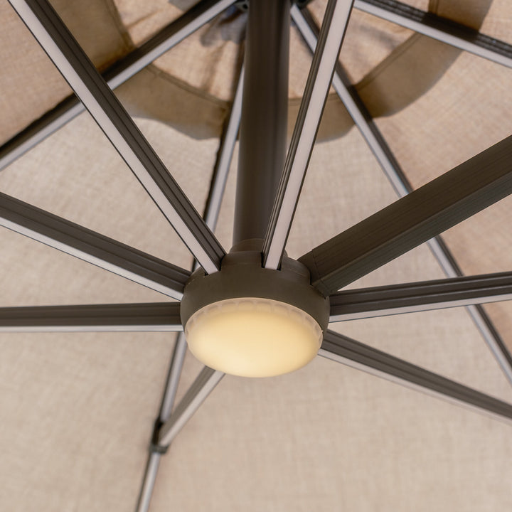Aramis LED 3.5m Round Rotating Cantilever Parasol - With Base