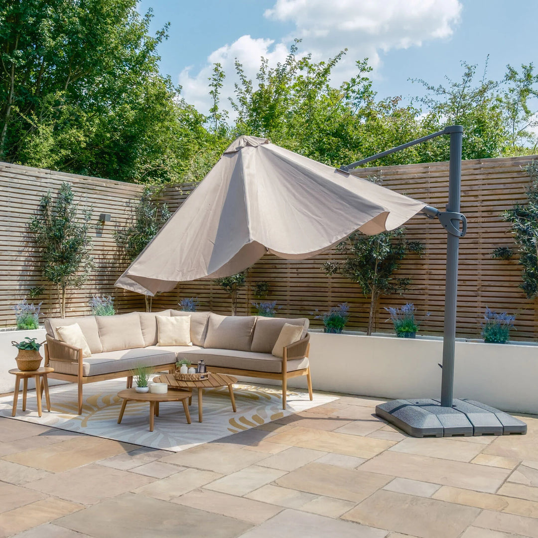 Aramis LED 3.5m Round Rotating Cantilever Parasol - With Base