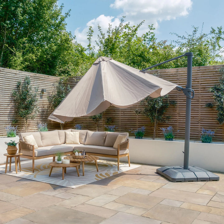 Aramis LED 3.5m Round Rotating Cantilever Parasol - With Base