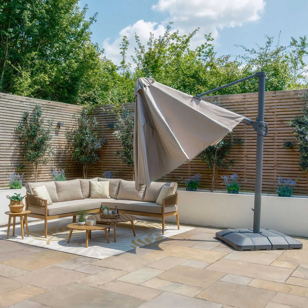 Aramis LED 3.5m Round Rotating Cantilever Parasol - With Base